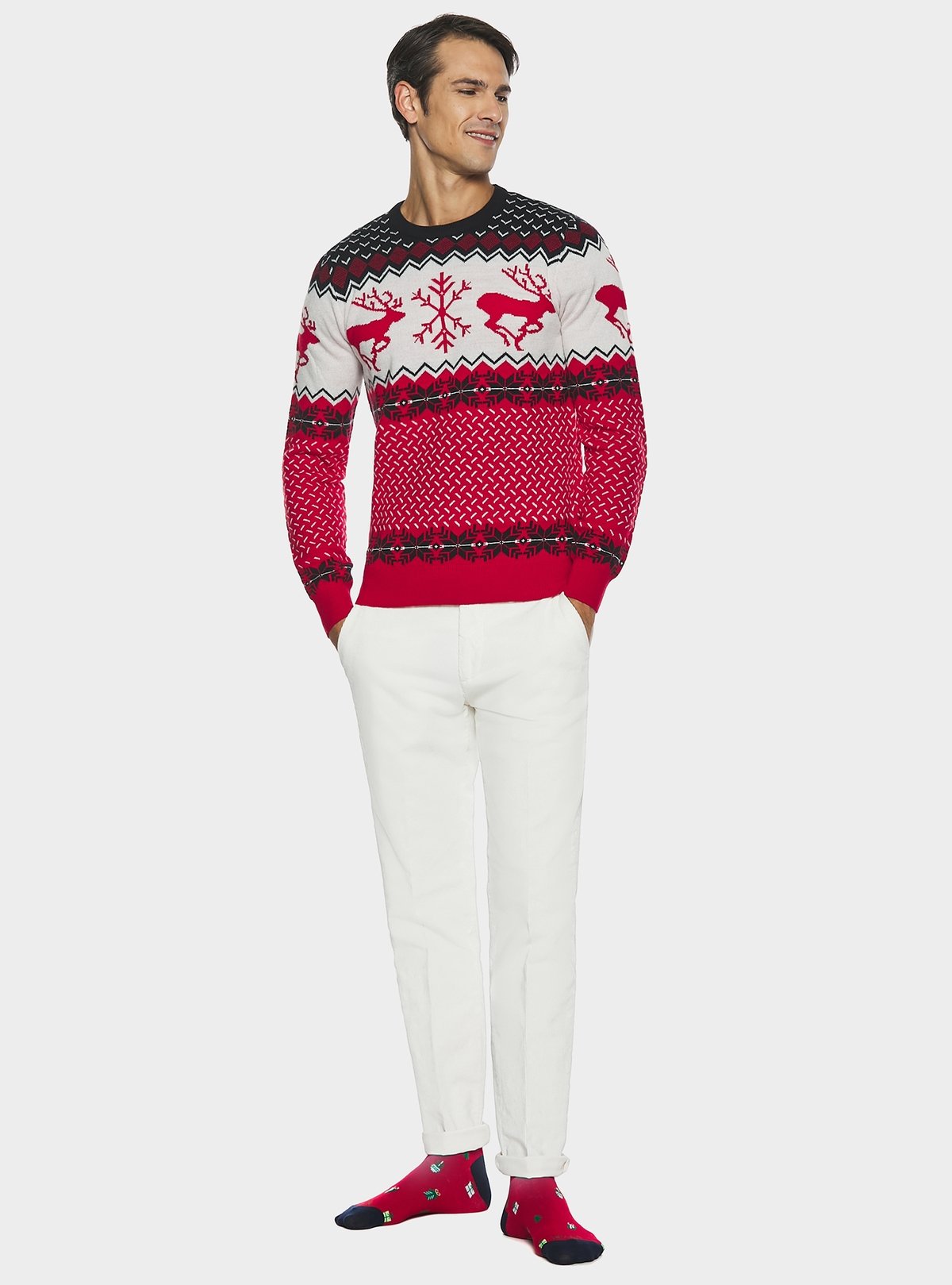 Maglia girocollo motivo natalizio